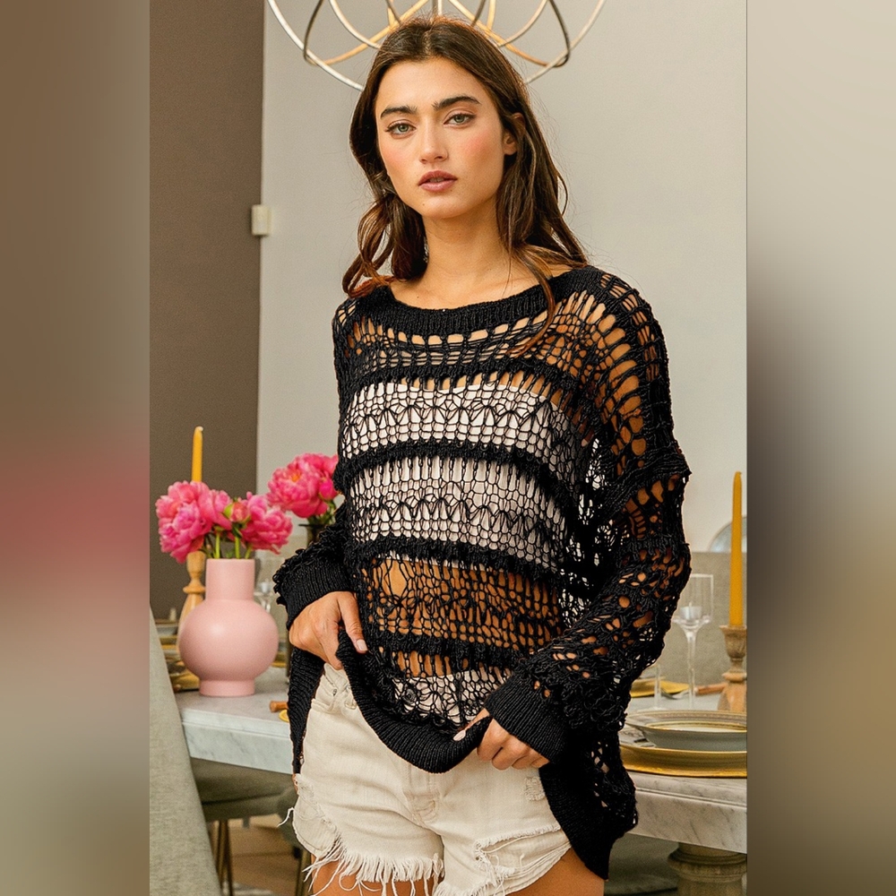 BiBi Long Sleeve Knit Cover Up